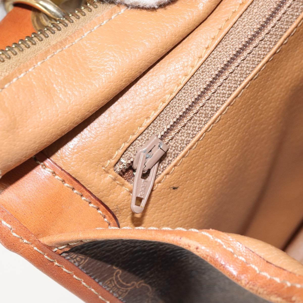 CELINE Macadam Canvas Hand Bag PVC Leather Brown Gold Auth 171069