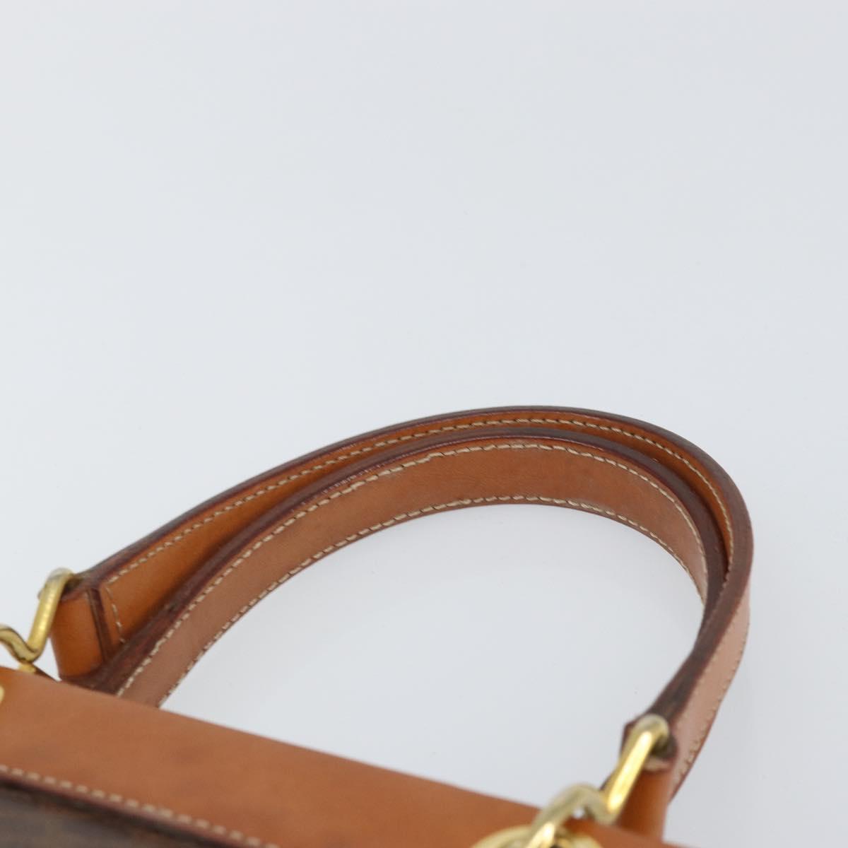CELINE Macadam Canvas Hand Bag PVC Leather Brown Gold Auth 171069