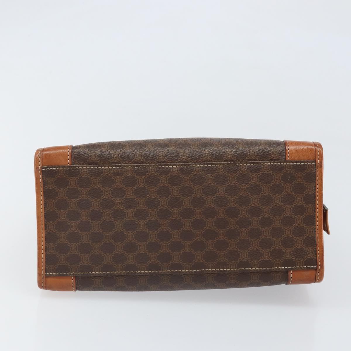 CELINE Macadam Canvas Hand Bag PVC Leather Brown Gold Auth 171069