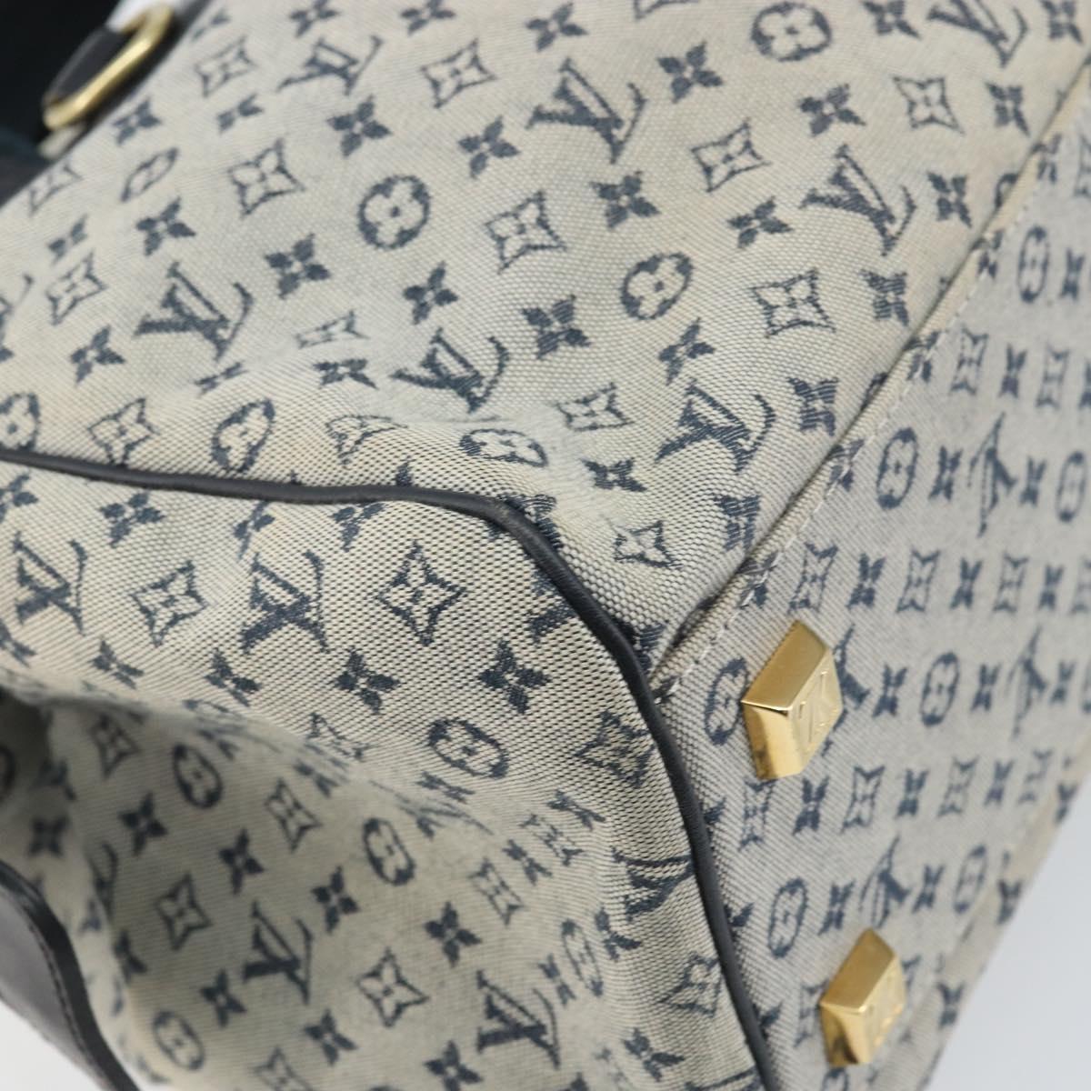 LOUIS VUITTON Monogram Mini Josephine GM Hand Bag Blue M92211 LV Auth 171074