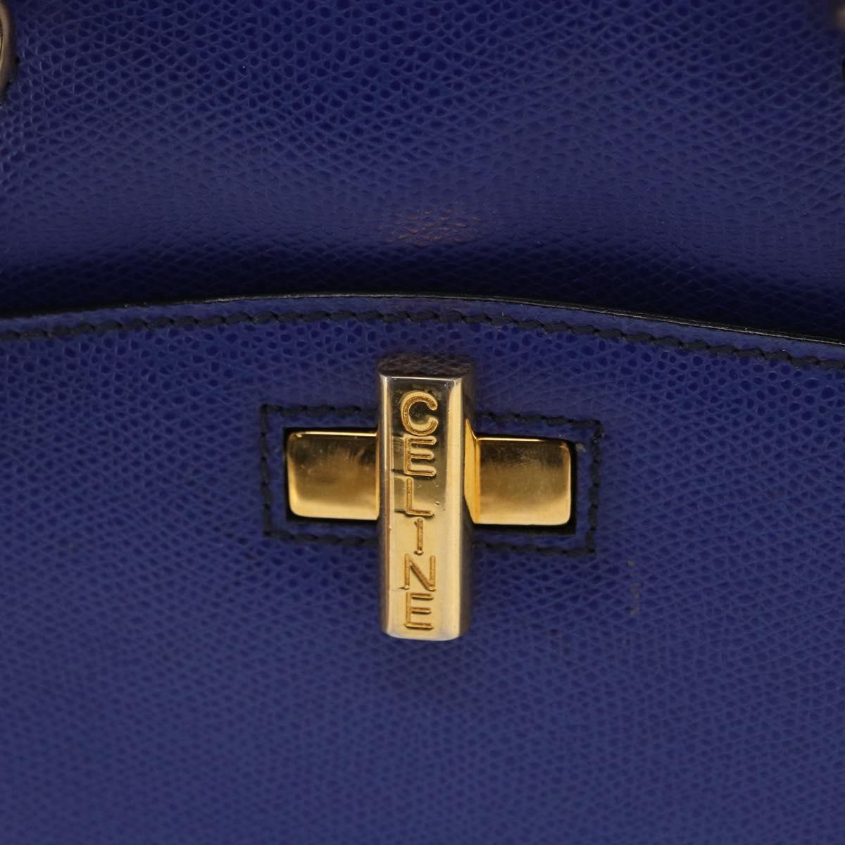 CELINE Circle Hand Bag Leather Purple Gold Auth 171089