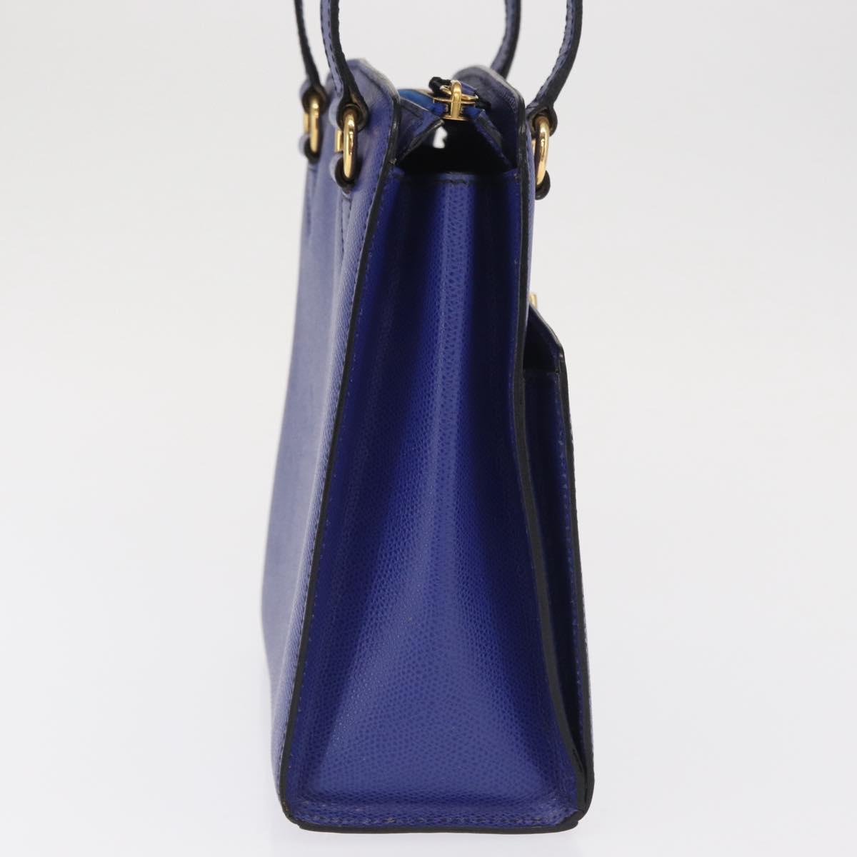 CELINE Circle Hand Bag Leather Purple Gold Auth 171089