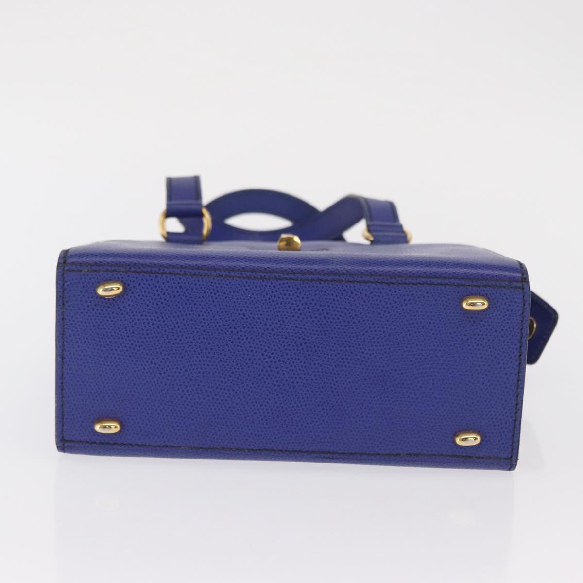 CELINE Circle Hand Bag Leather Purple Gold Auth 171089