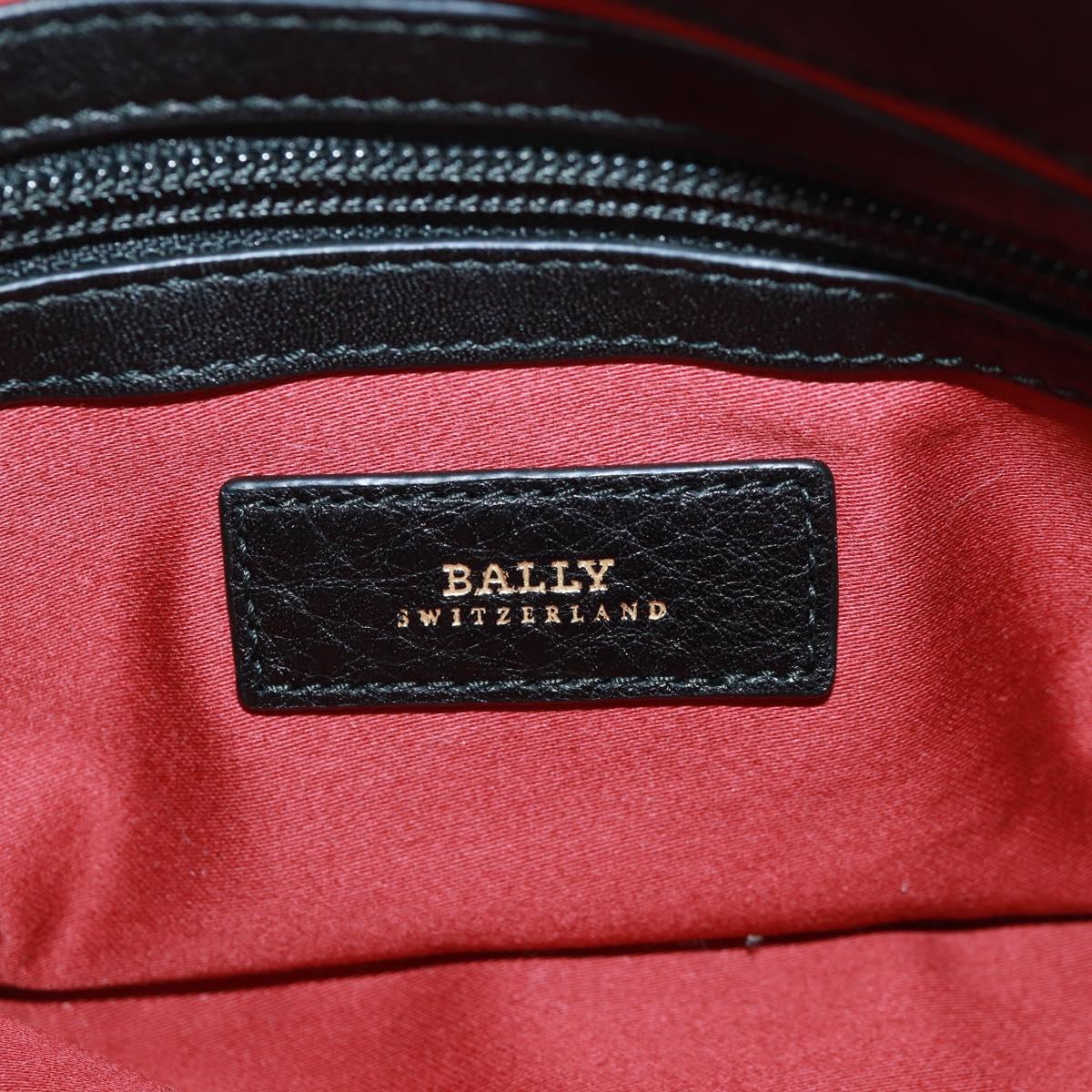 BALLY Chain Shoulder Bag Leather Black Gold Auth 171094V