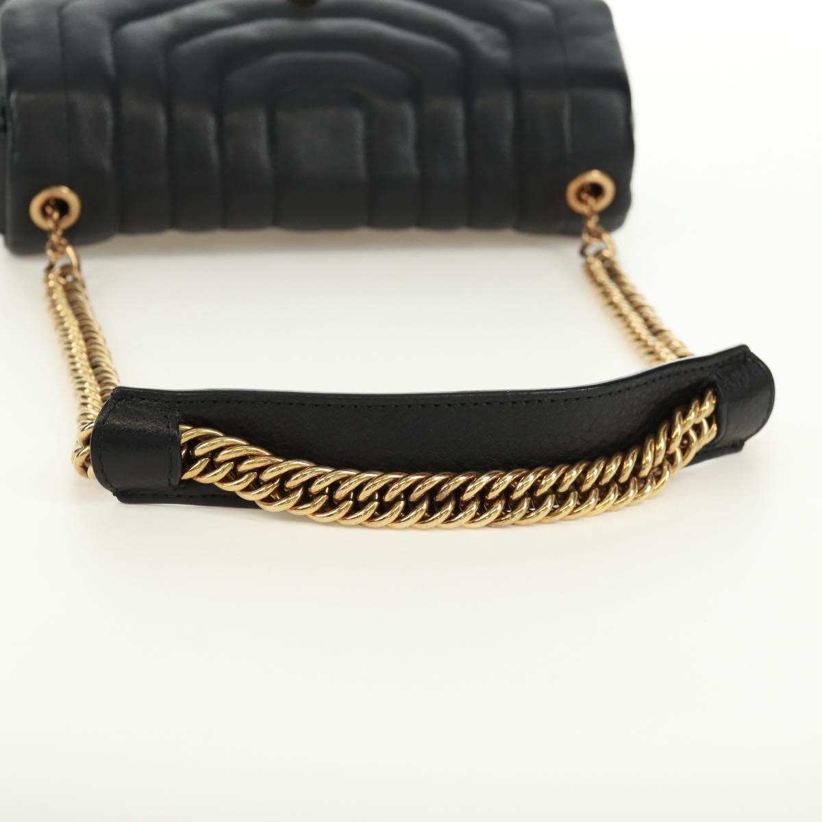 BALLY Chain Shoulder Bag Leather Black Gold Auth 171094V