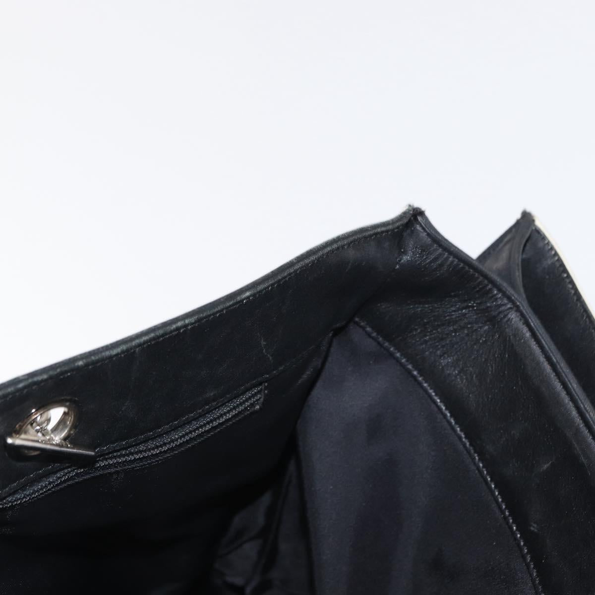 CHANEL Chain Tote Bag Leather Black Silver CC Auth 171101