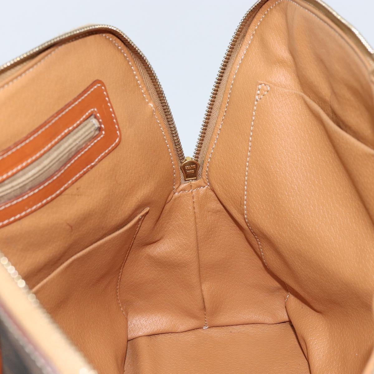 CELINE Macadam Canvas Hand Bag PVC Leather 2way Brown Gold Auth 171116