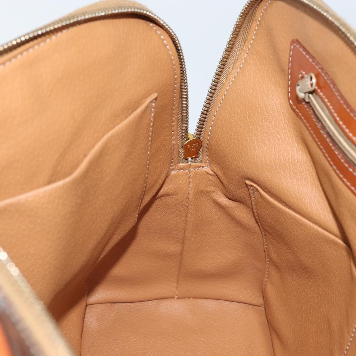 CELINE Macadam Canvas Hand Bag PVC Leather 2way Brown Gold Auth 171116