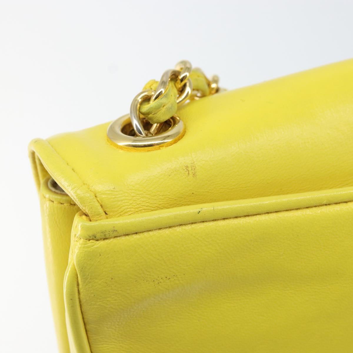 CHANEL Chain Shoulder Bag Lamb Skin Yellow Gold CC Auth 171127V