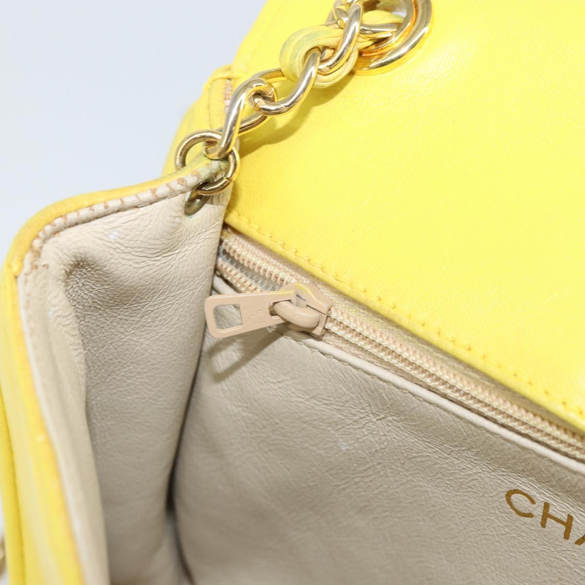 CHANEL Chain Shoulder Bag Lamb Skin Yellow Gold CC Auth 171127V
