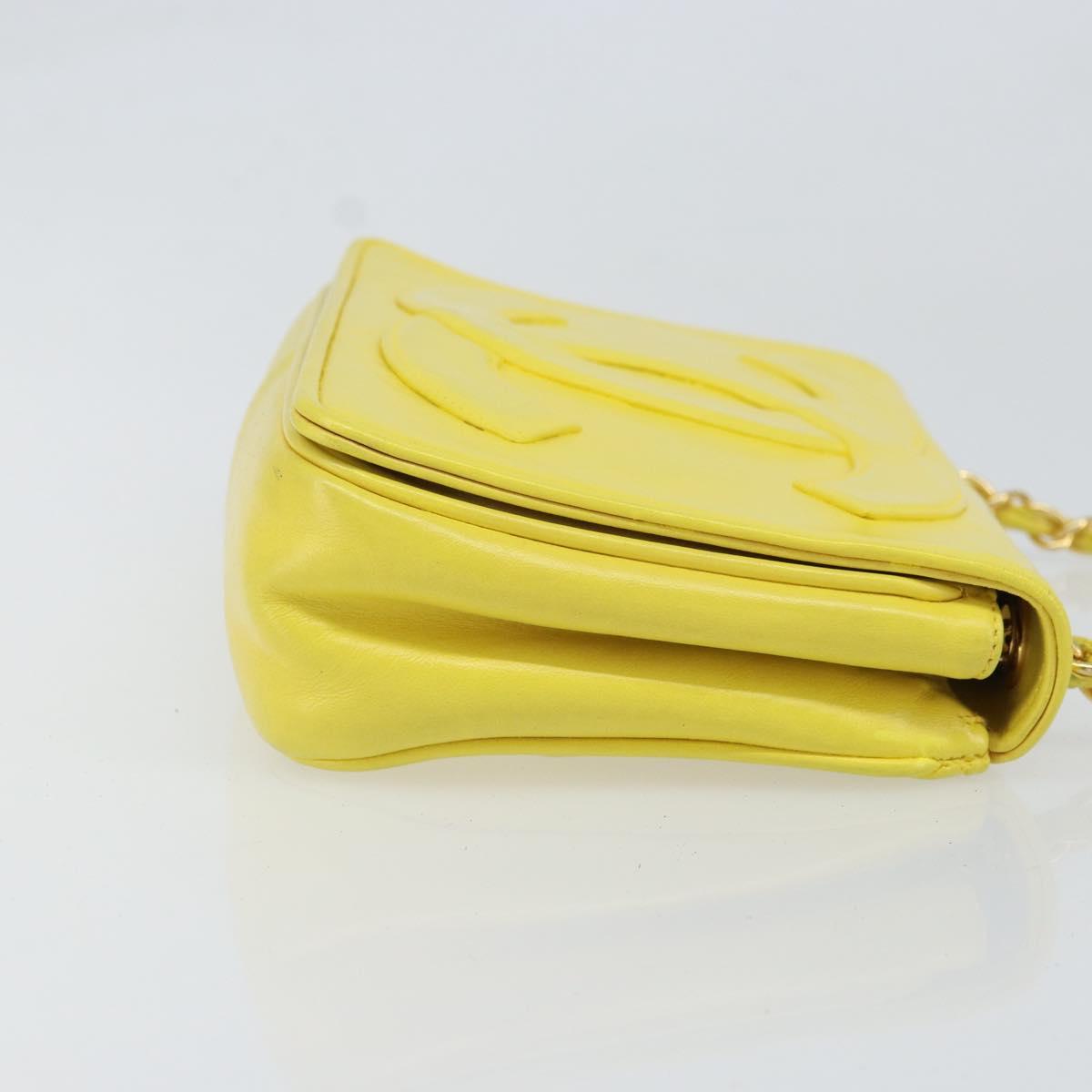 CHANEL Chain Shoulder Bag Lamb Skin Yellow Gold CC Auth 171127V