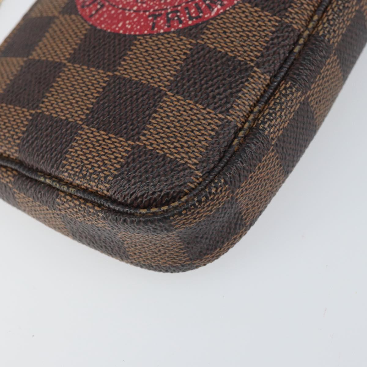 LOUIS VUITTON Damier Ebene T&B Mini Pochette Pouch N58011 Auth 171153