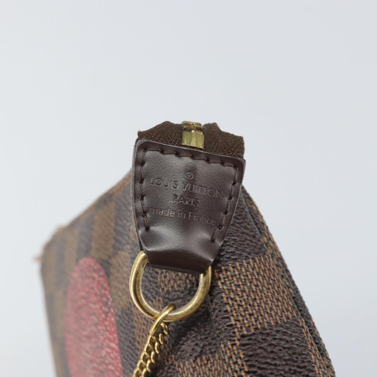 LOUIS VUITTON Damier Ebene T&B Mini Pochette Pouch N58011 Auth 171153