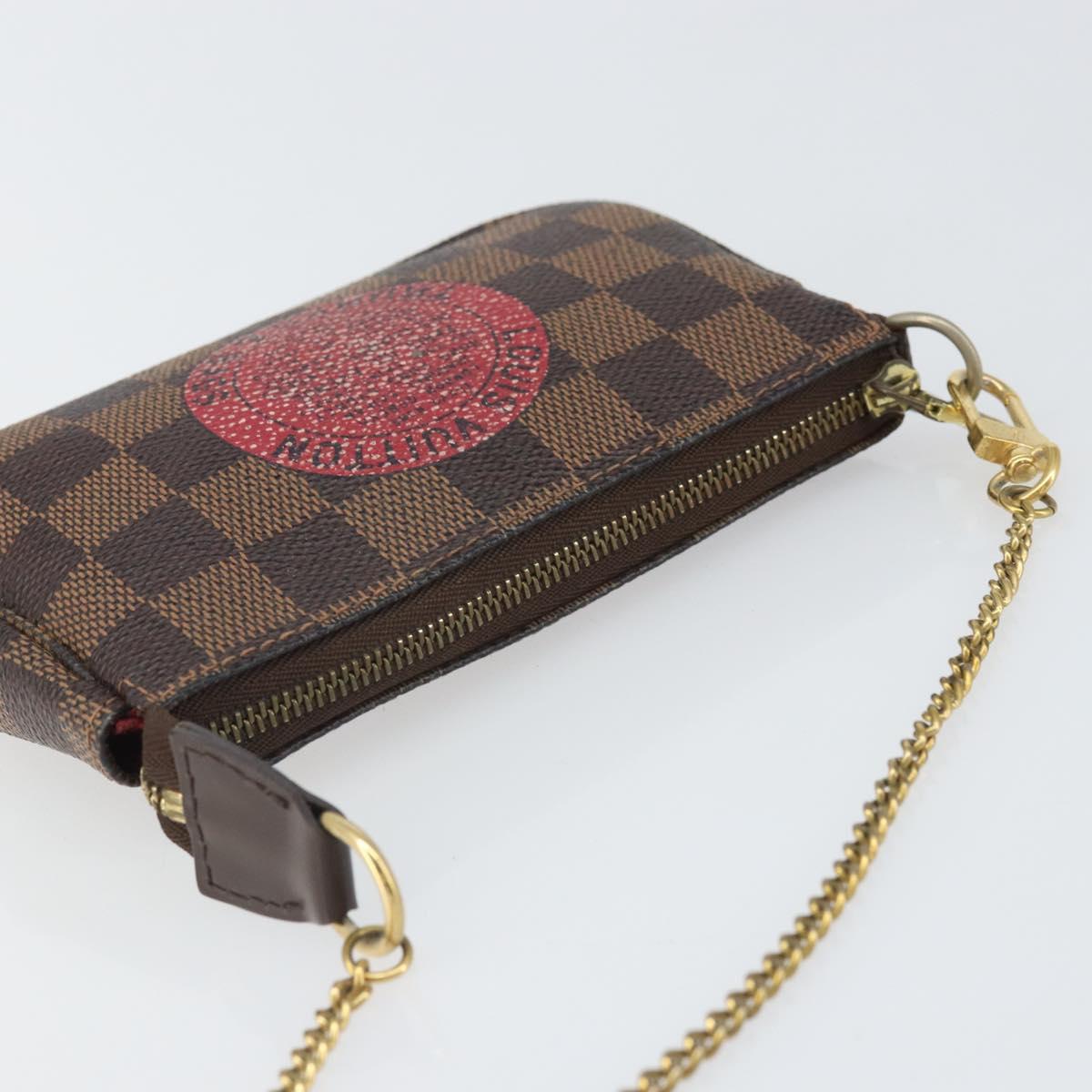 LOUIS VUITTON Damier Ebene T&B Mini Pochette Pouch N58011 Auth 171153