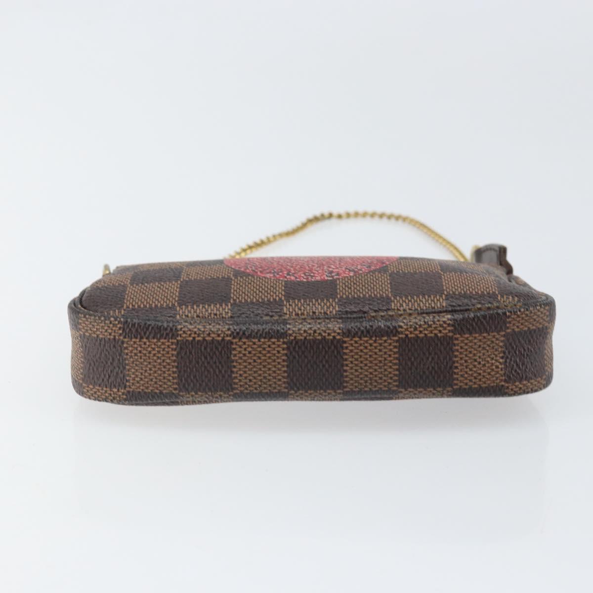 LOUIS VUITTON Damier Ebene T&B Mini Pochette Pouch N58011 Auth 171153