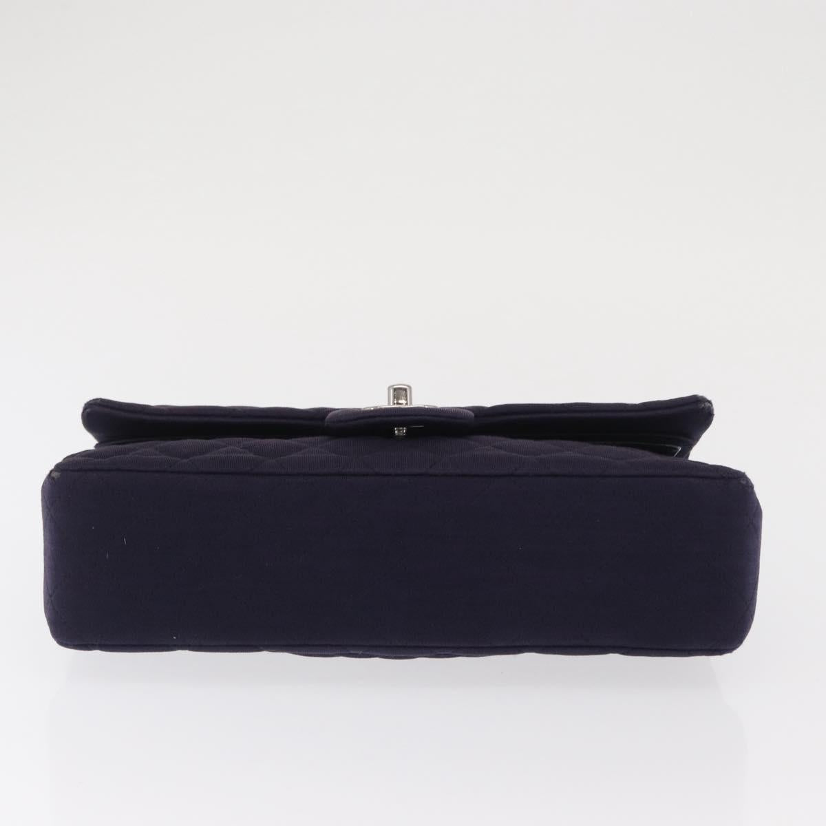 CHANEL Double Flap Matelasse Chain Bag Cotton Purple Silver CC Auth 171158