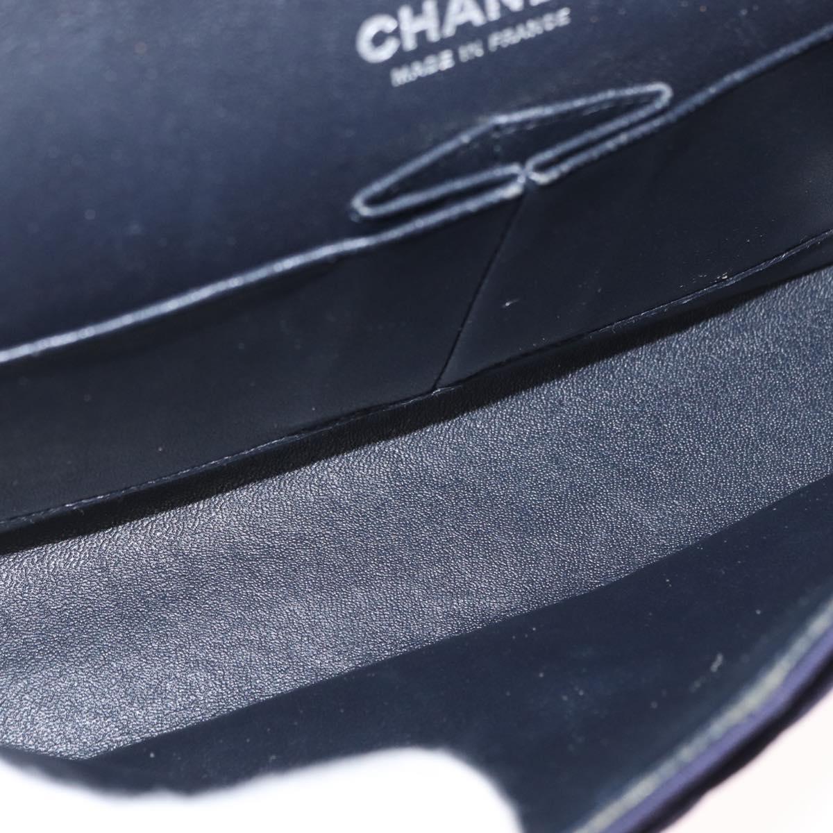 CHANEL Double Flap Matelasse Chain Bag Cotton Purple Silver CC Auth 171158