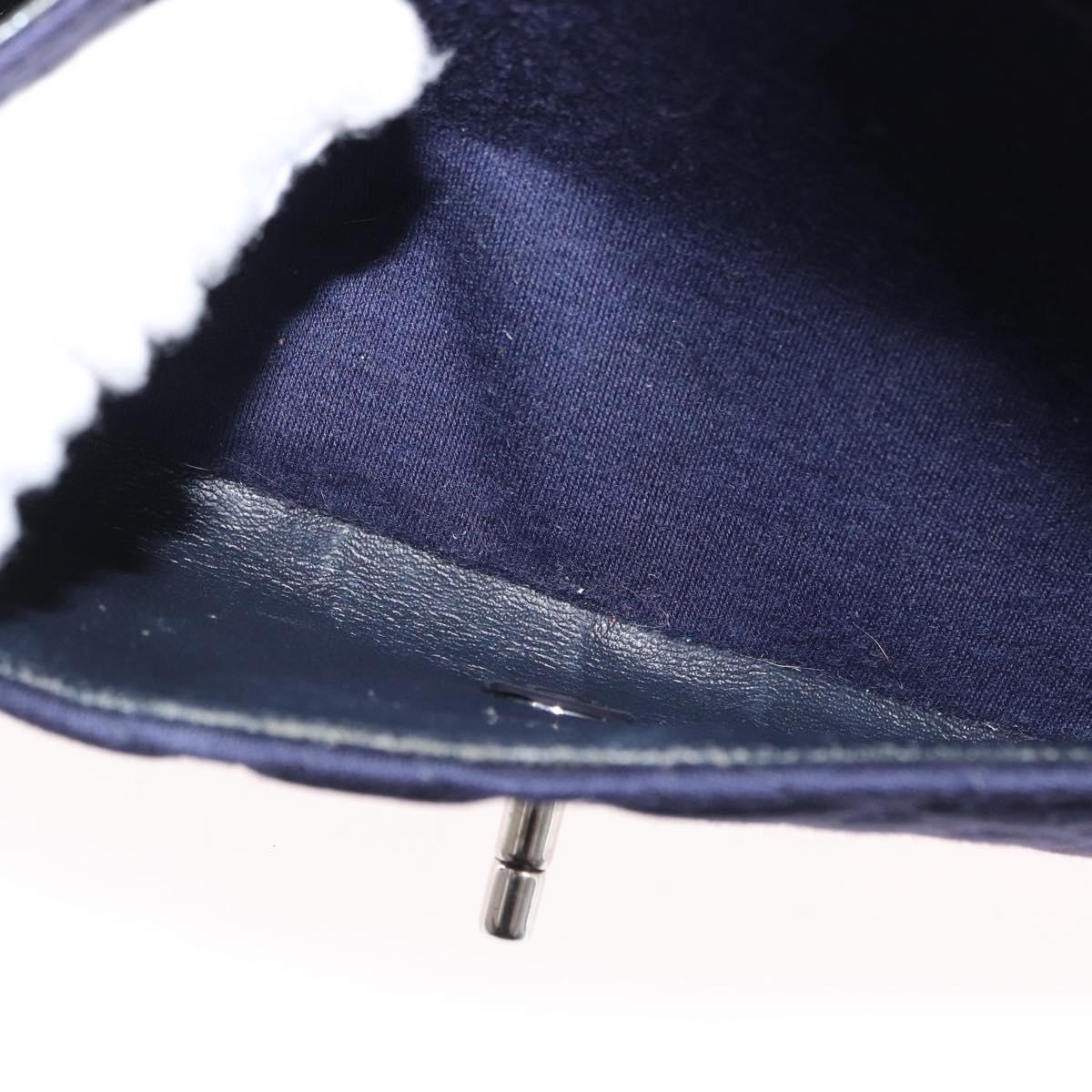 CHANEL Double Flap Matelasse Chain Bag Cotton Purple Silver CC Auth 171158