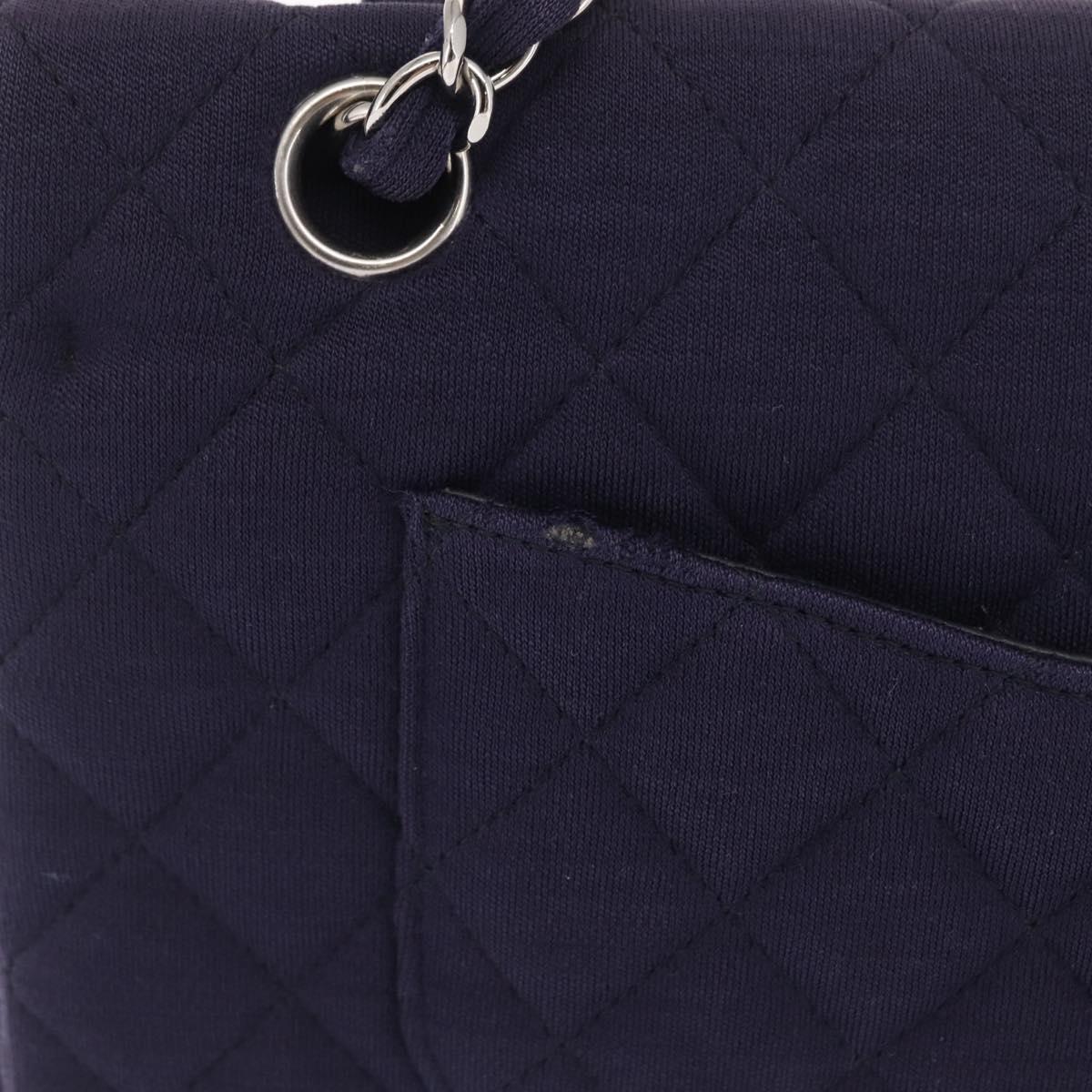 CHANEL Double Flap Matelasse Chain Bag Cotton Purple Silver CC Auth 171158