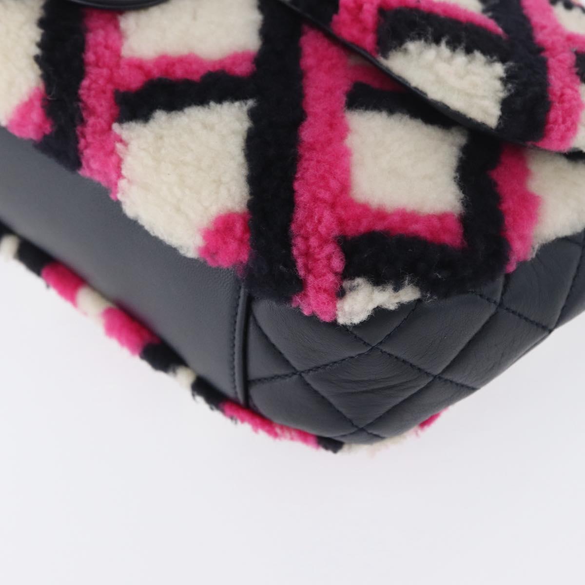 CHANEL Matelasse Chain Shoulder Bag Mouton Black Pink CC Auth 171163SAM