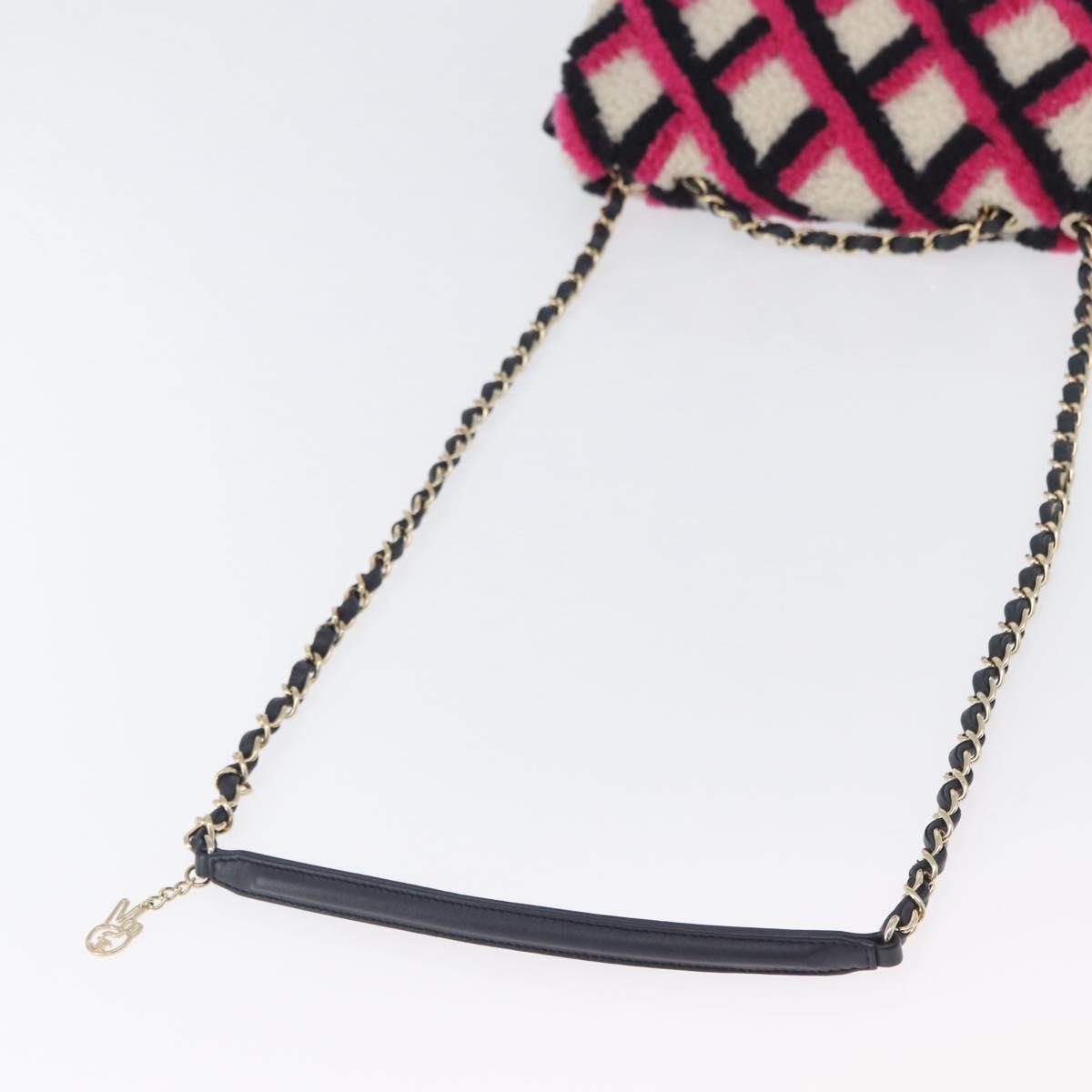 CHANEL Matelasse Chain Shoulder Bag Mouton Black Pink CC Auth 171163SAM