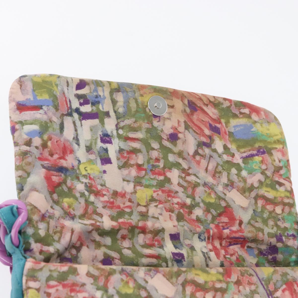 CHANEL Plastic Chain Matelasse Bag Canvas Turquoise Blue CC Auth 171165SAV