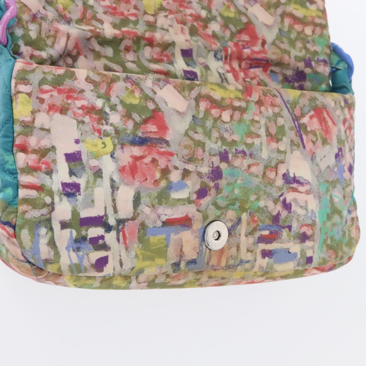 CHANEL Plastic Chain Matelasse Bag Canvas Turquoise Blue CC Auth 171165SAV