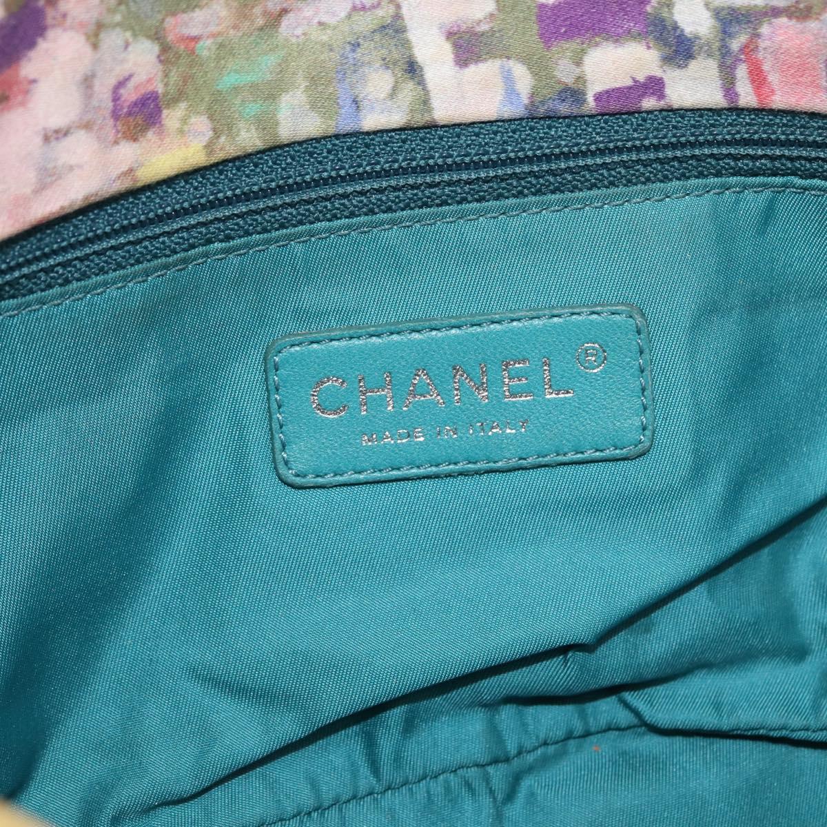 CHANEL Plastic Chain Matelasse Bag Canvas Turquoise Blue CC Auth 171165SAV
