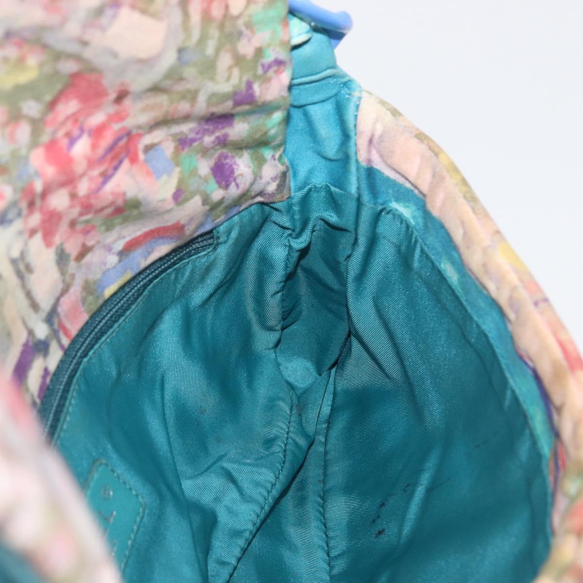 CHANEL Plastic Chain Matelasse Bag Canvas Turquoise Blue CC Auth 171165SAV