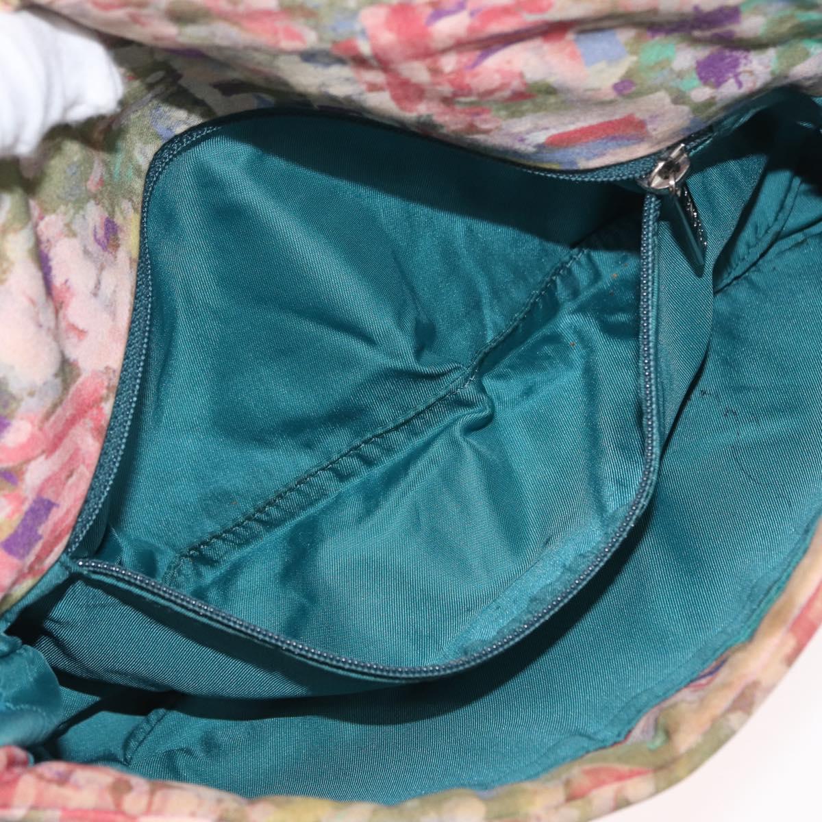 CHANEL Plastic Chain Matelasse Bag Canvas Turquoise Blue CC Auth 171165SAV