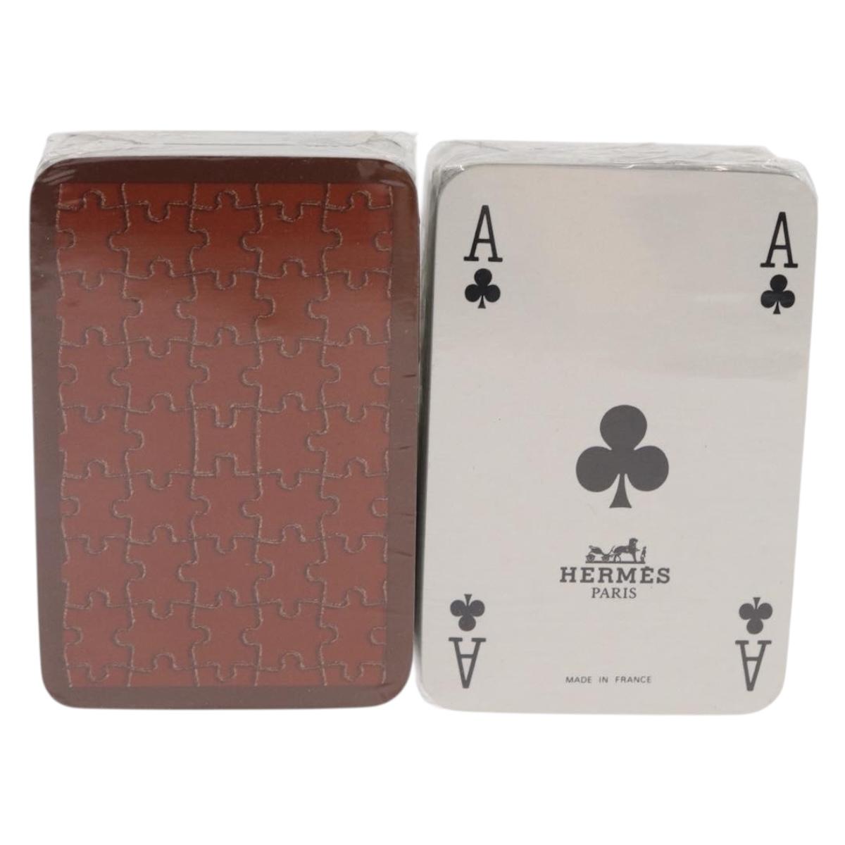 HERMES mini Playing Cards paper Brown Green Auth 171180M