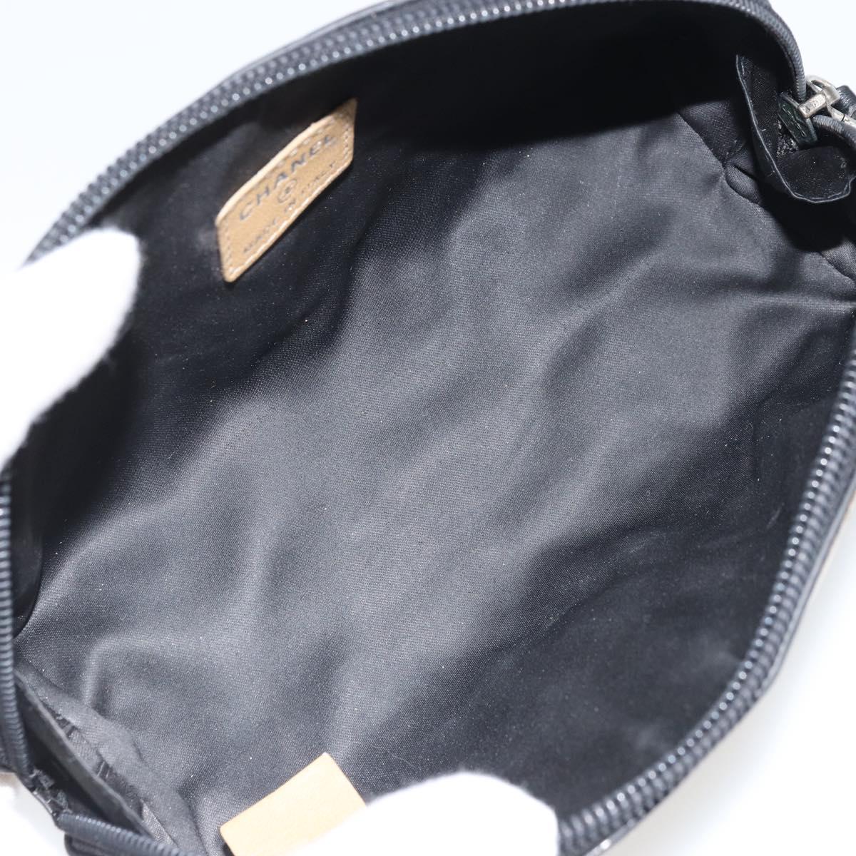 CHANEL Pouch Patent leather Black Gold Silver CC Auth 171183
