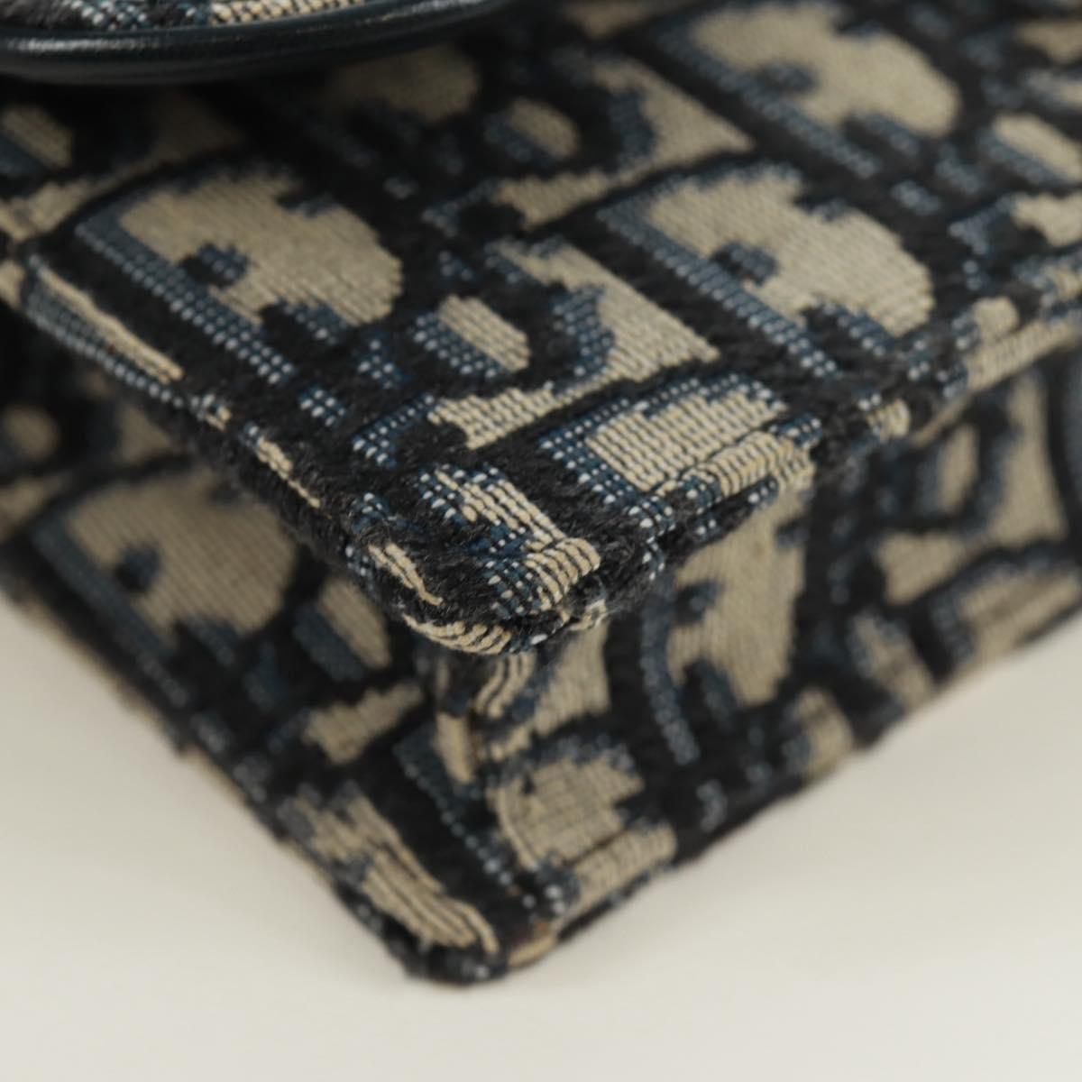 Christian Dior Trotter Canvas Saddle Waist bag Navy Gold Auth 171184M