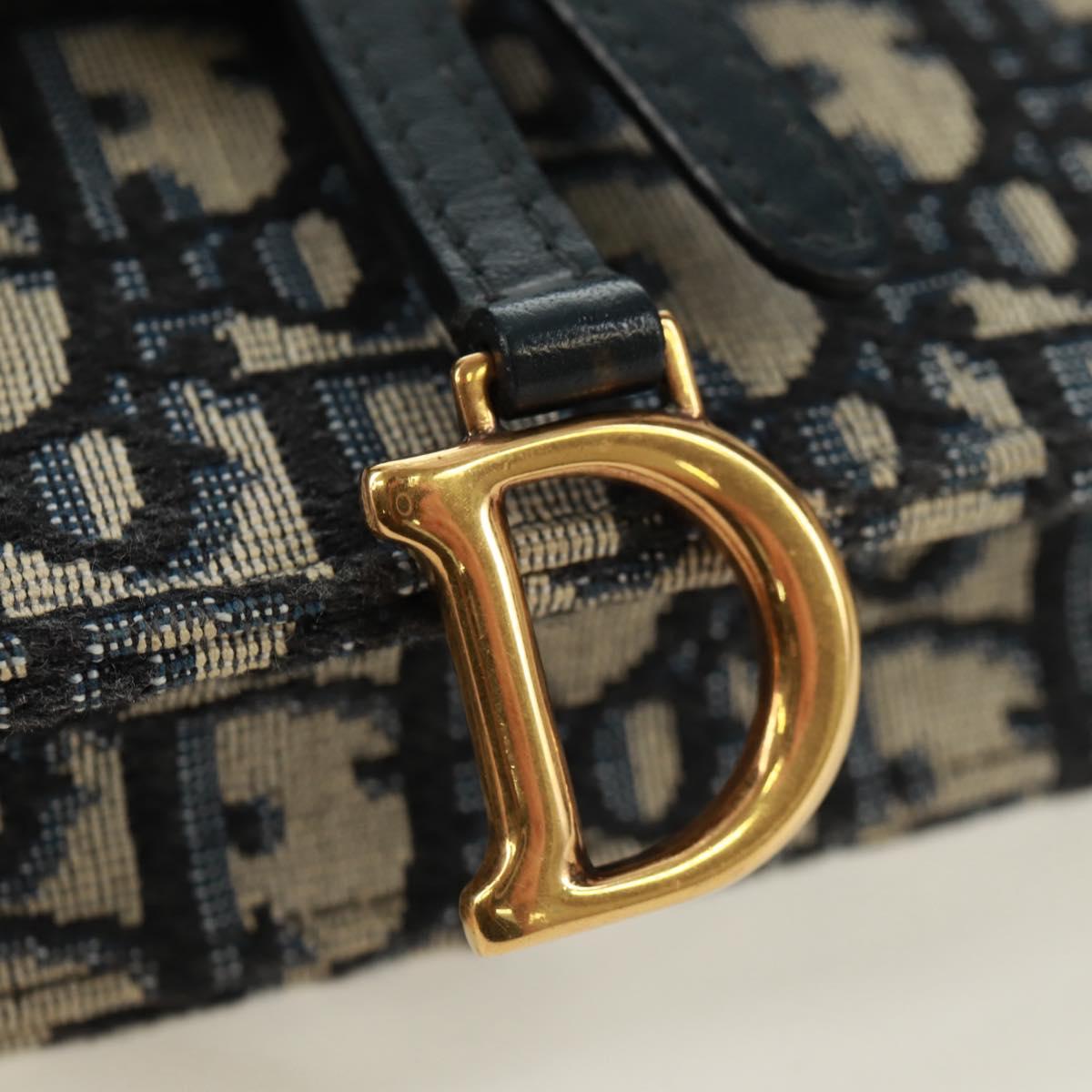 Christian Dior Trotter Canvas Saddle Waist bag Navy Gold Auth 171184M