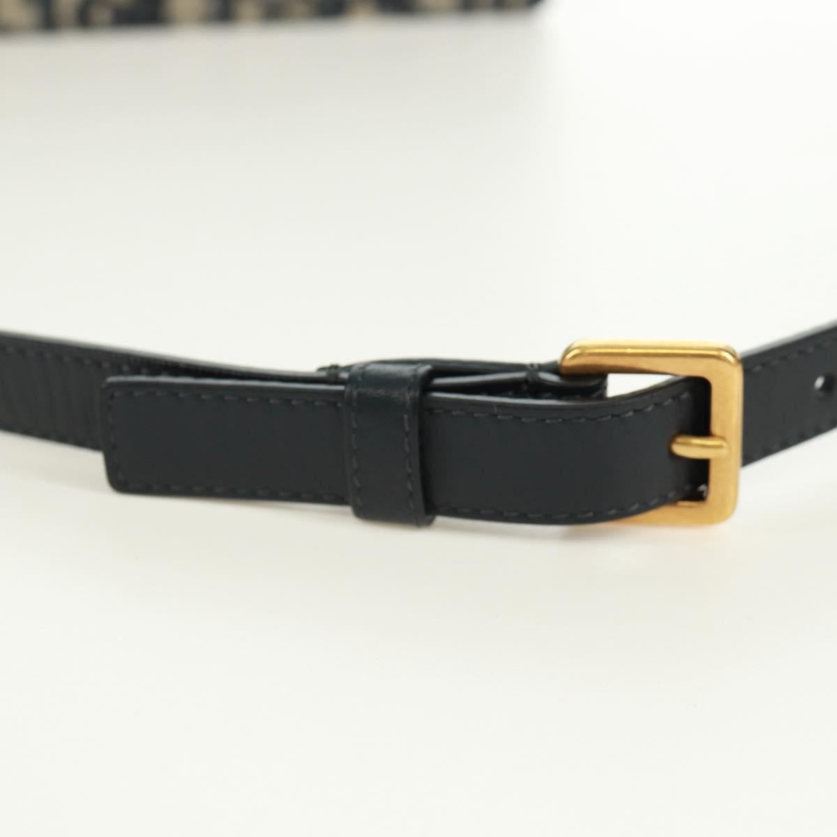 Christian Dior Trotter Canvas Saddle Waist bag Navy Gold Auth 171184M