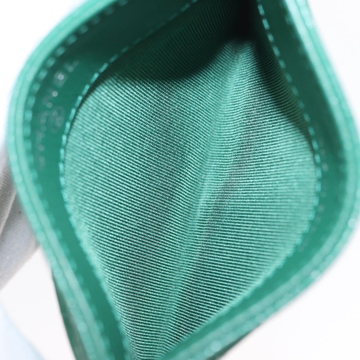 CHANEL COCO Mark Card Case Caviar Skin Green Silver CC Auth 171186V