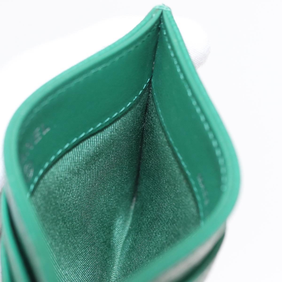 CHANEL COCO Mark Card Case Caviar Skin Green Silver CC Auth 171186V