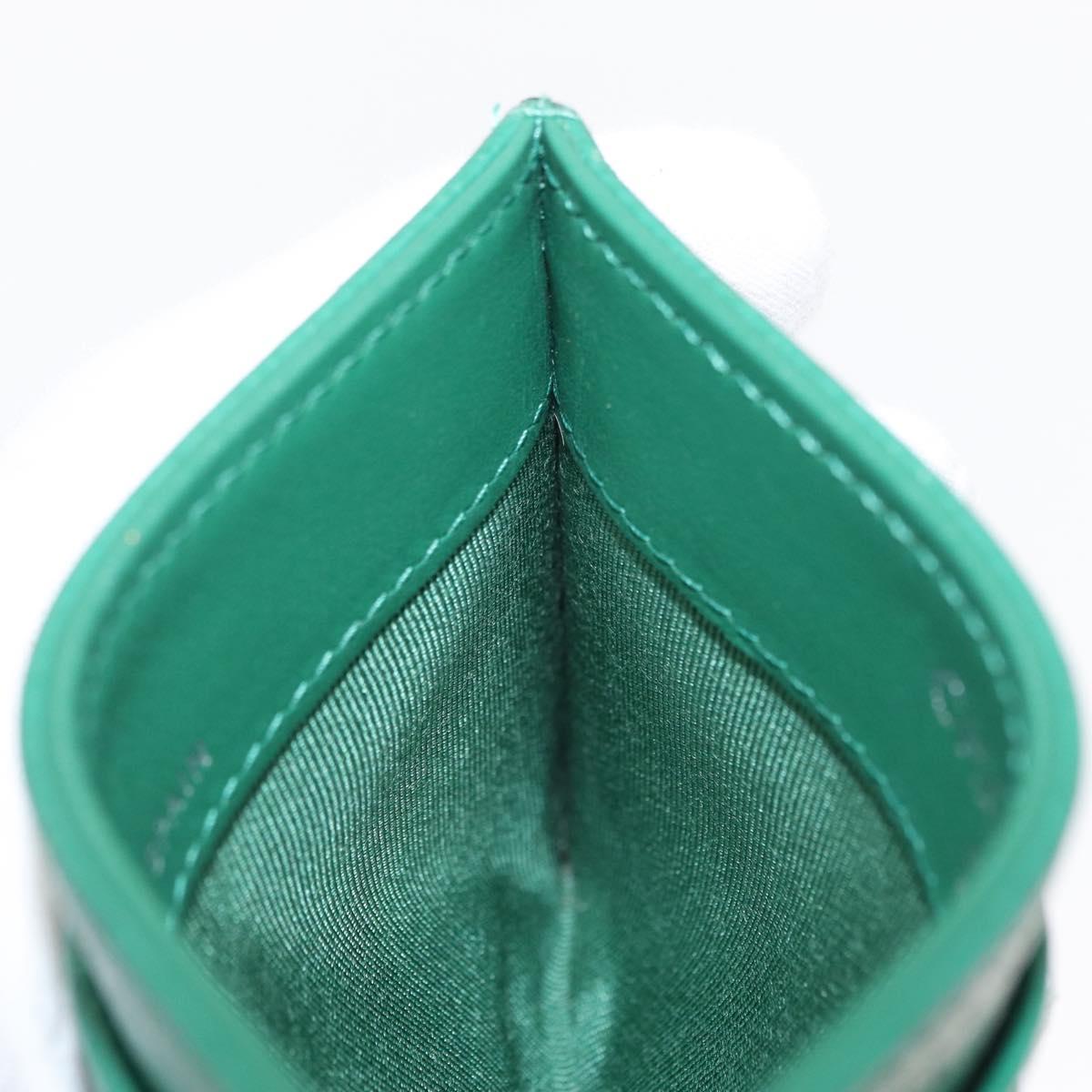 CHANEL COCO Mark Card Case Caviar Skin Green Silver CC Auth 171186V