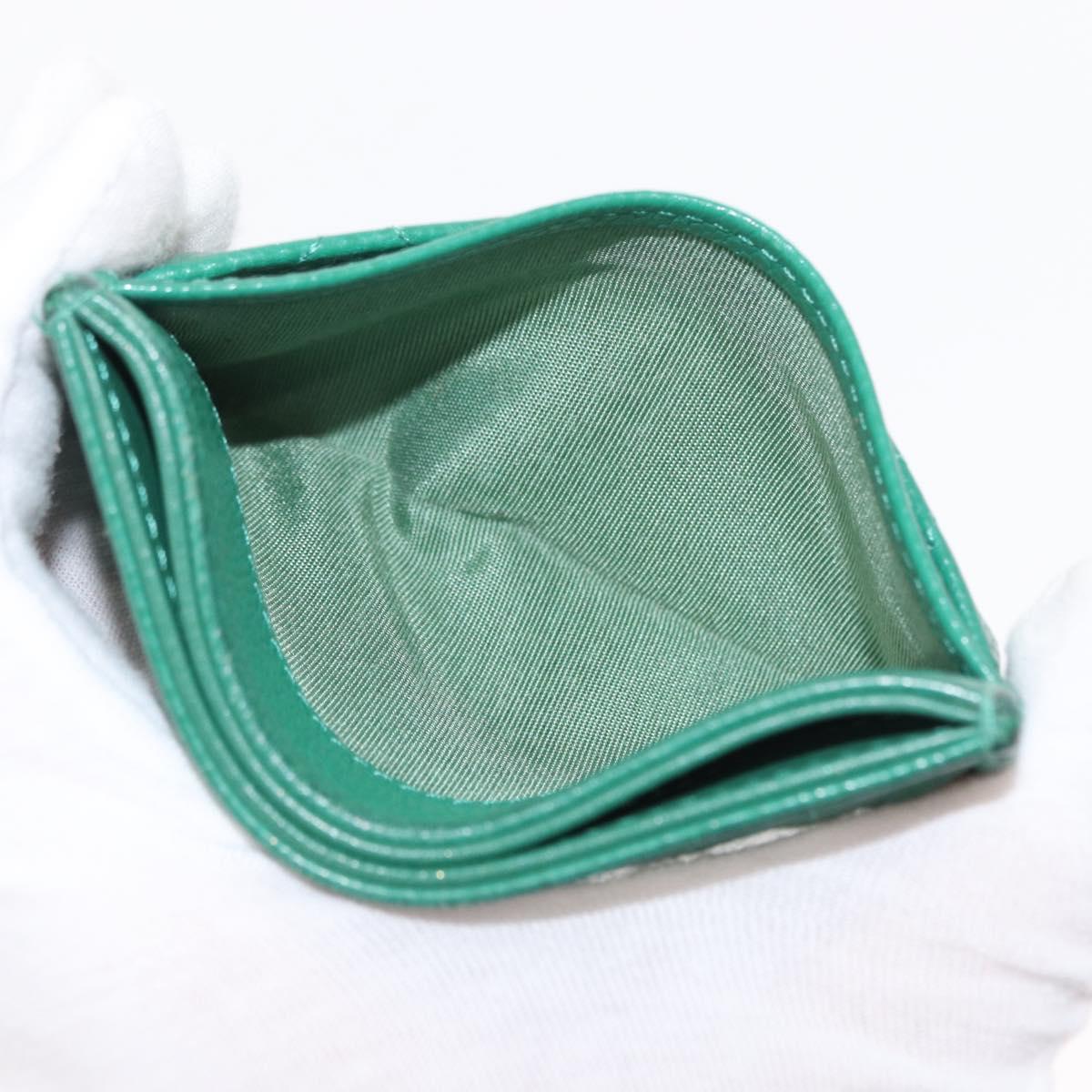 CHANEL COCO Mark Card Case Caviar Skin Green Silver CC Auth 171186V