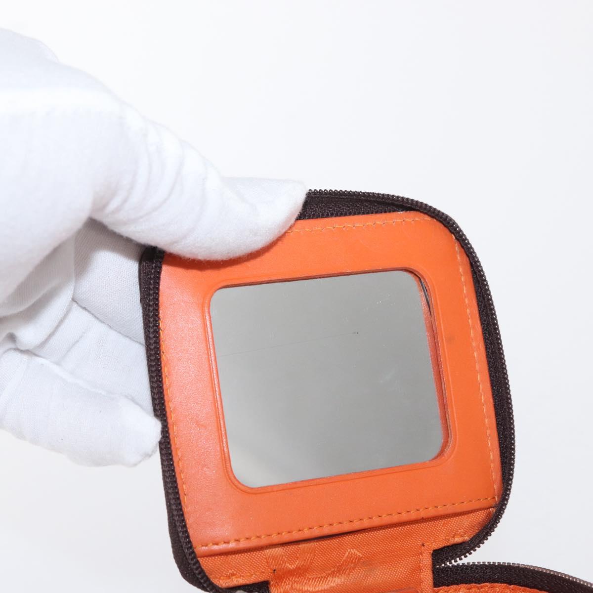 CHANEL Cambon Line Pouch Leather Dark Brown Silver CC Auth 171191