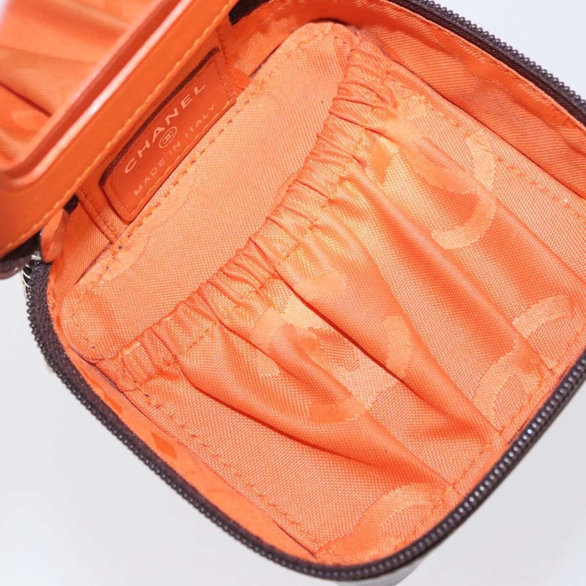 CHANEL Cambon Line Pouch Leather Dark Brown Silver CC Auth 171191