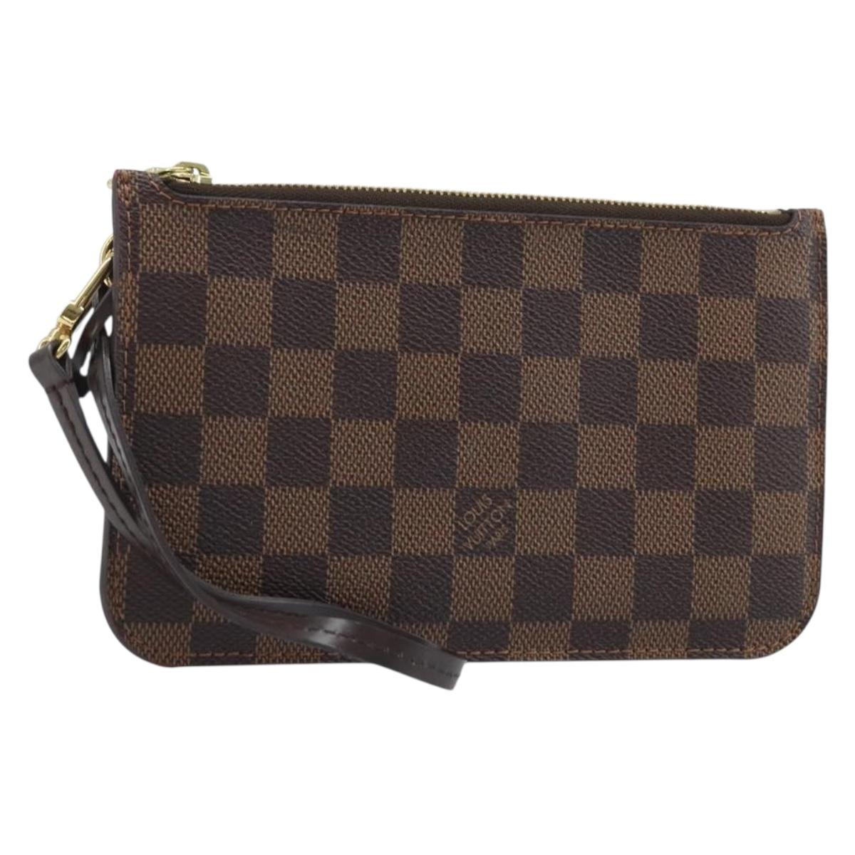 LOUIS VUITTON Damier Ebene Neverfull PM Pouch LV Auth 171206A