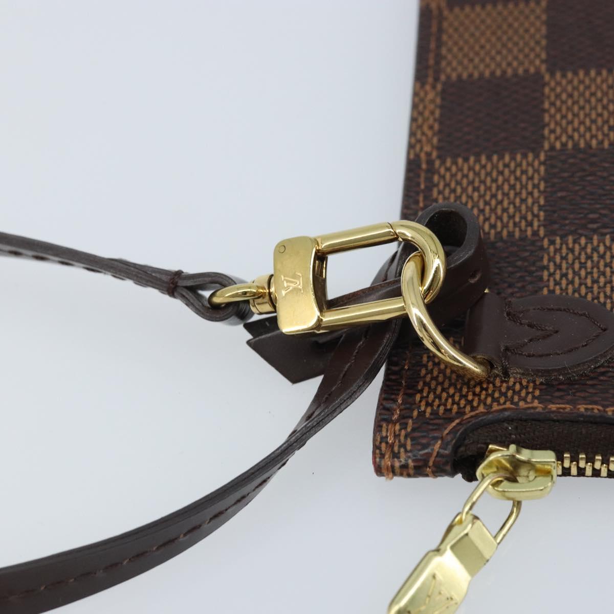 LOUIS VUITTON Damier Ebene Neverfull PM Pouch LV Auth 171206A