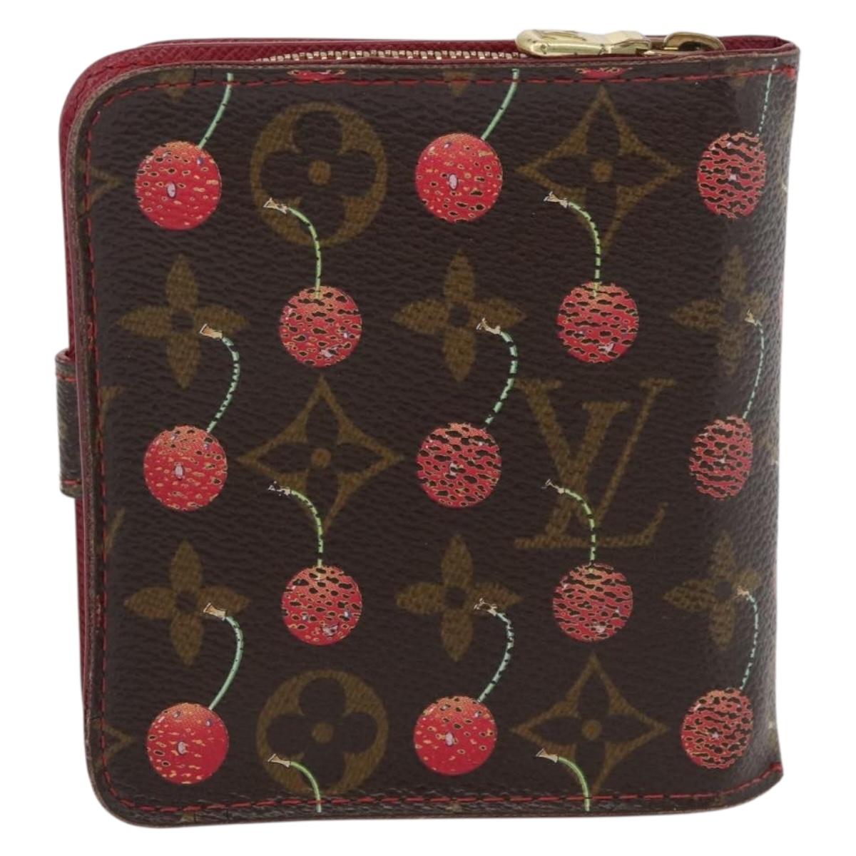 LOUIS VUITTON Monogram Cherry Compact zip Bifold Wallet M95005 LV Auth 171207A
