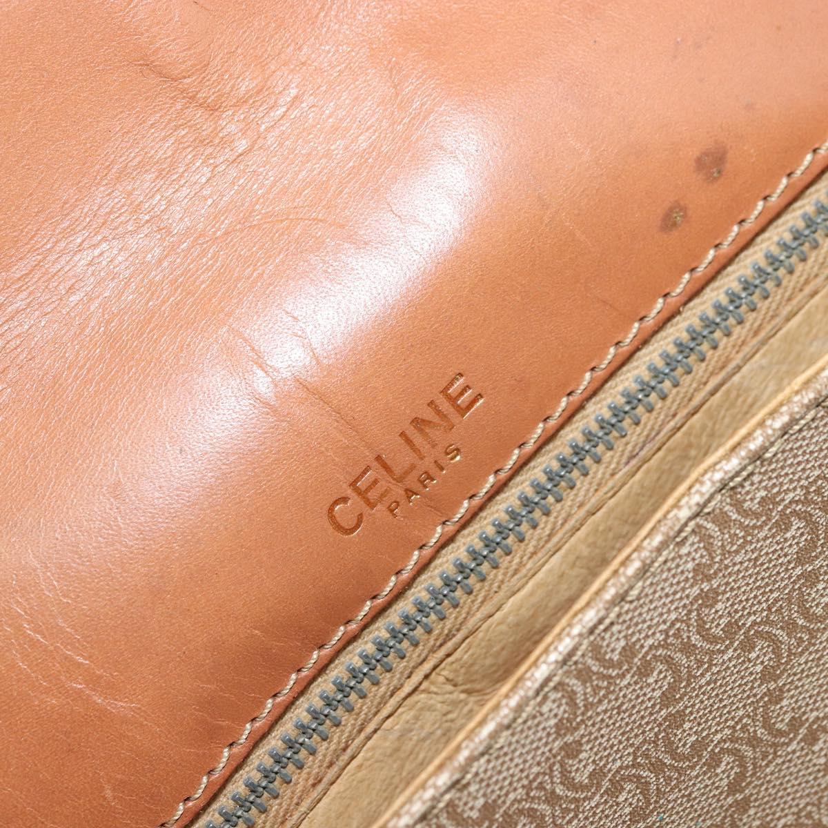 CELINE Macadam Canvas Shoulder Bag PVC Beige Gold Auth 171225