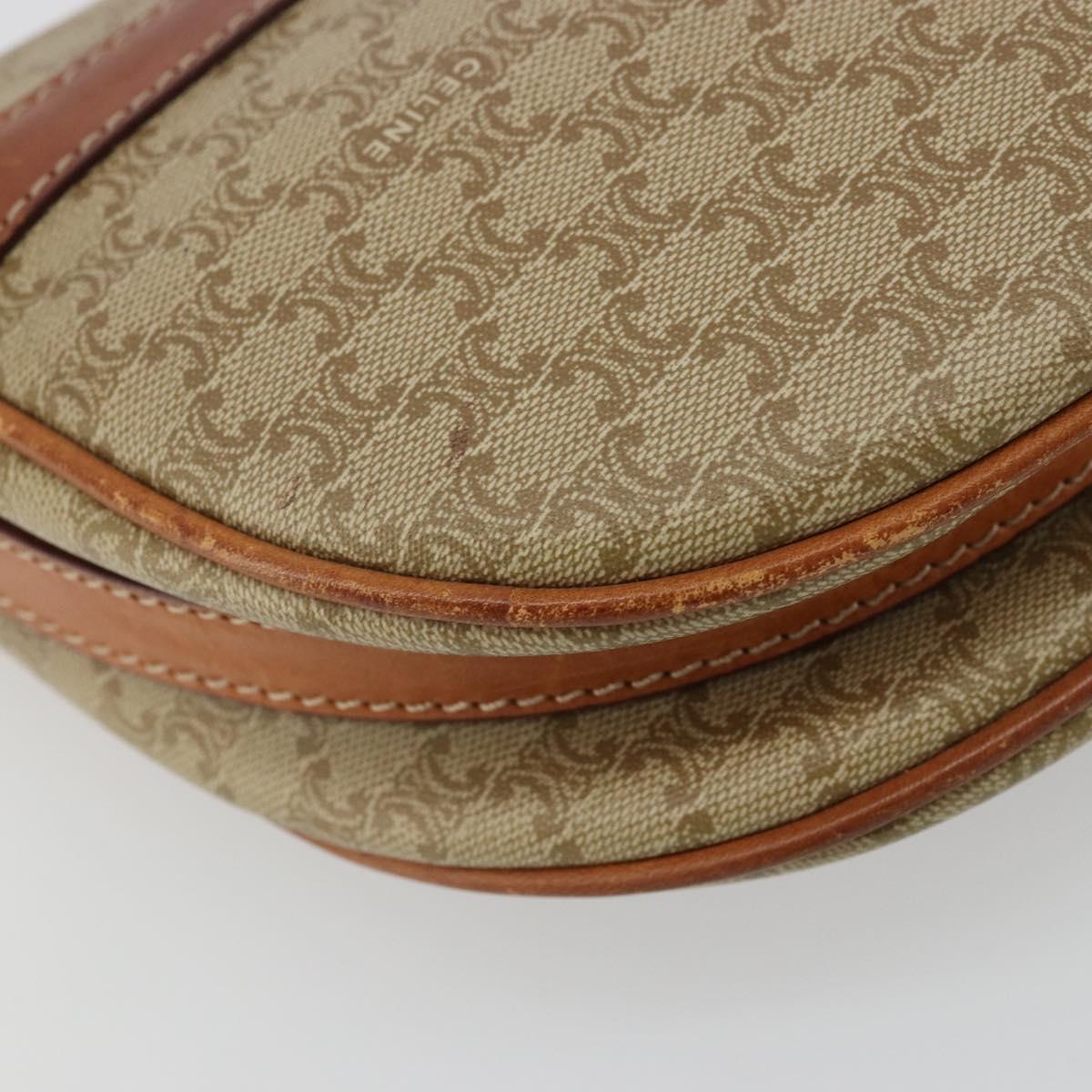 CELINE Macadam Canvas Shoulder Bag PVC Beige Gold Auth 171226