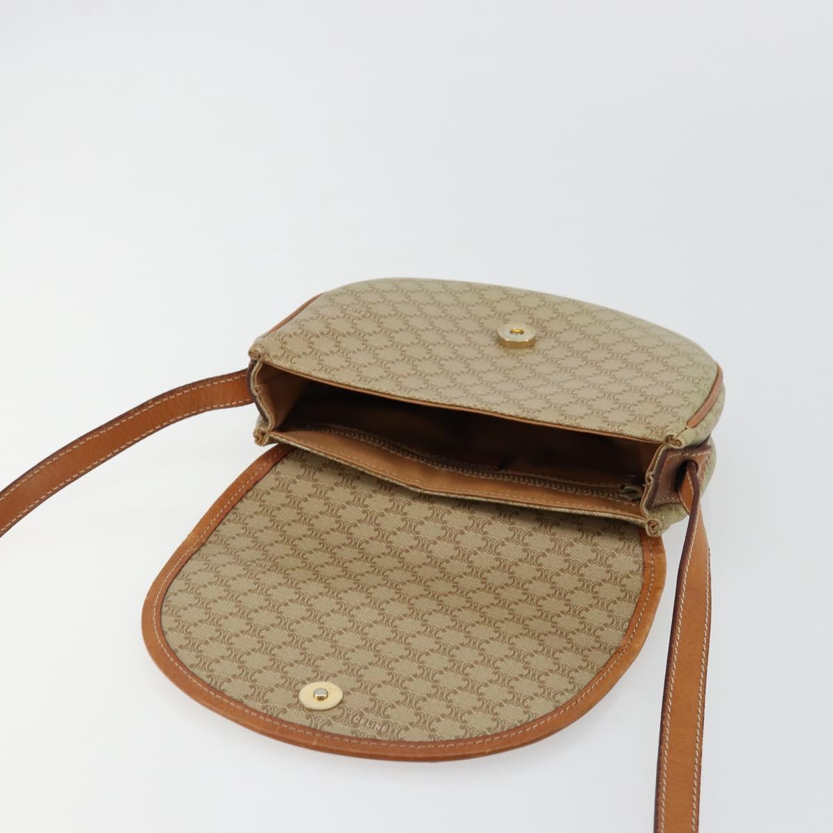 CELINE Macadam Canvas Shoulder Bag PVC Beige Gold Auth 171226