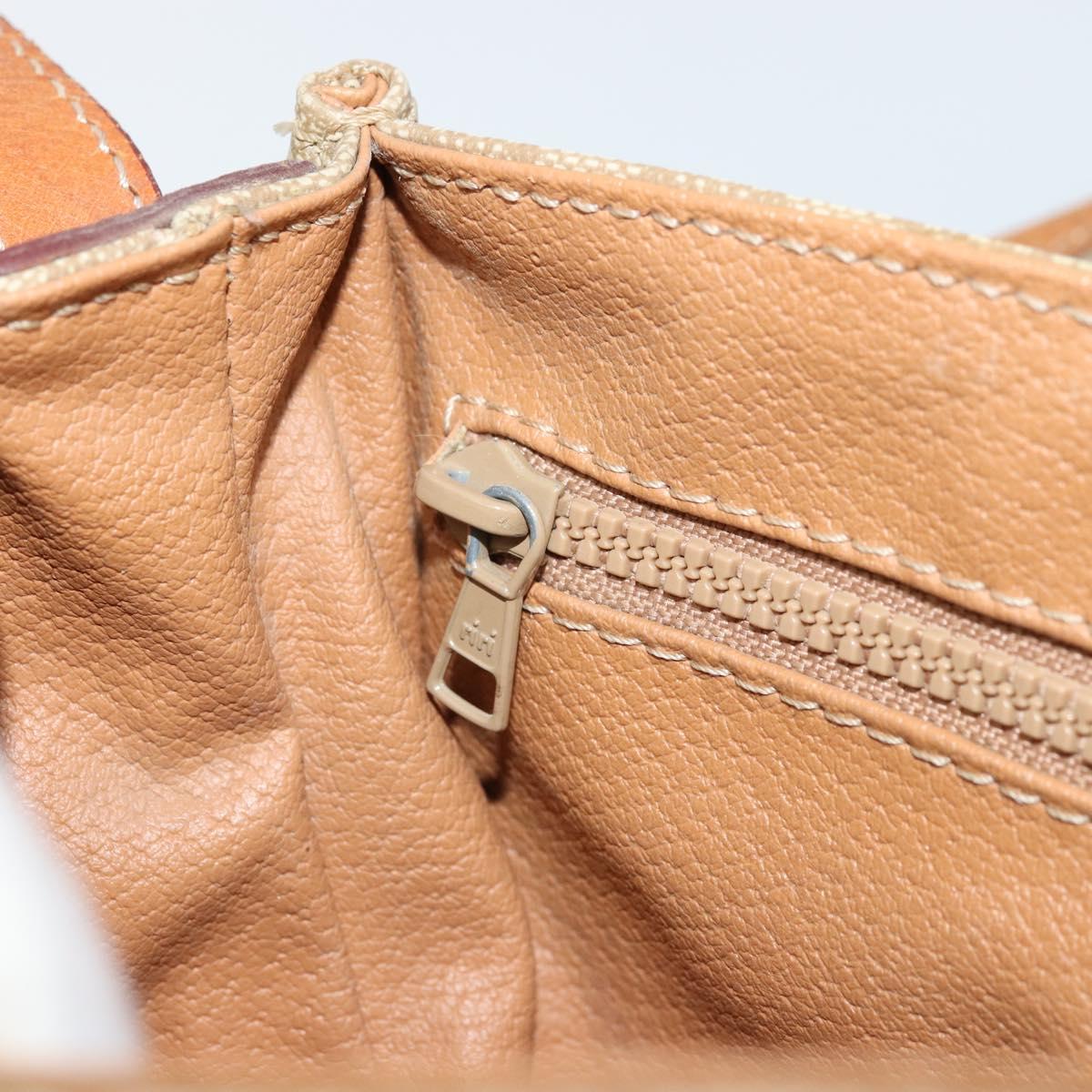 CELINE Macadam Canvas Shoulder Bag PVC Beige Gold Auth 171226