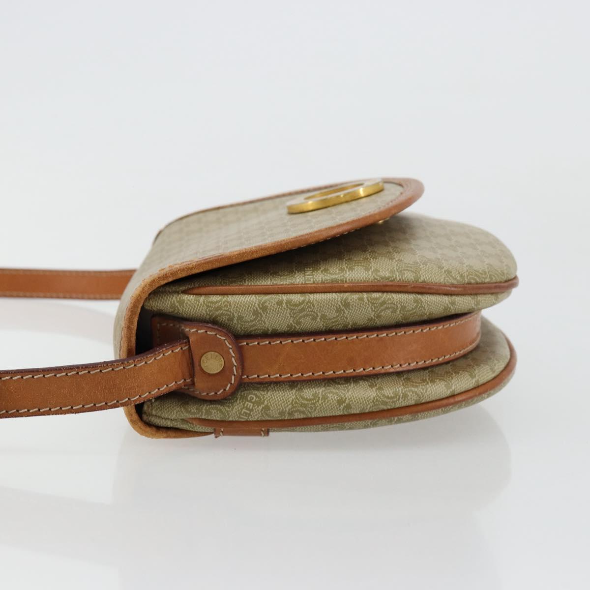 CELINE Macadam Canvas Shoulder Bag PVC Beige Gold Auth 171226