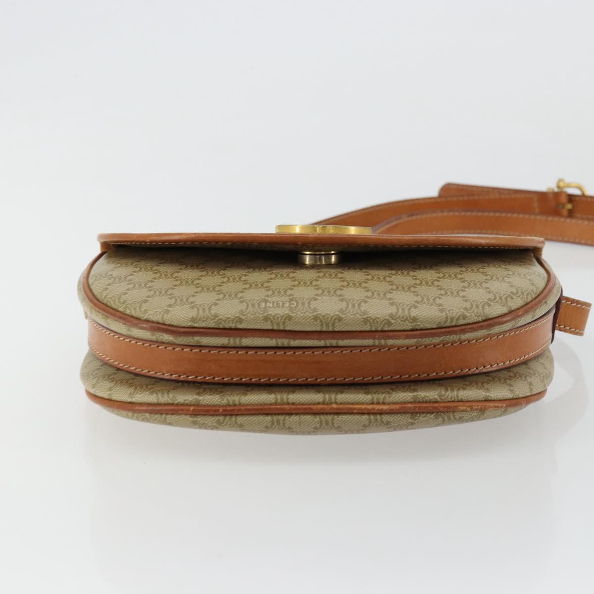 CELINE Macadam Canvas Shoulder Bag PVC Beige Gold Auth 171226
